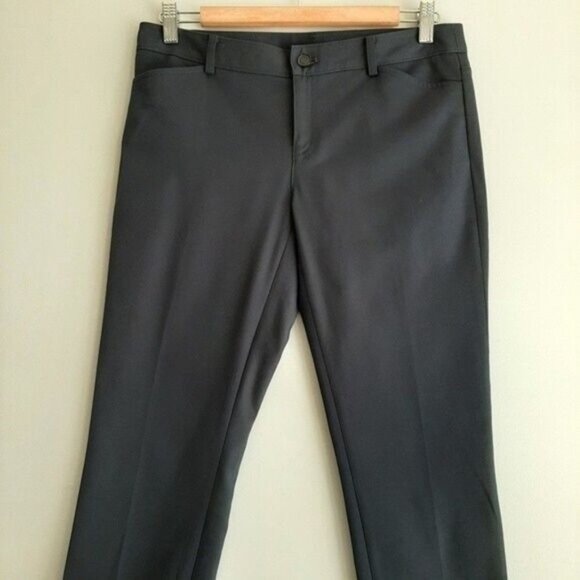 CLUB MONACO Slim Crop Pants Faux Leather Back Pocket Trim Navy Sz 4 - Picture 3 of 10